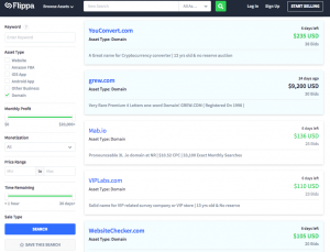 flippa search criteria